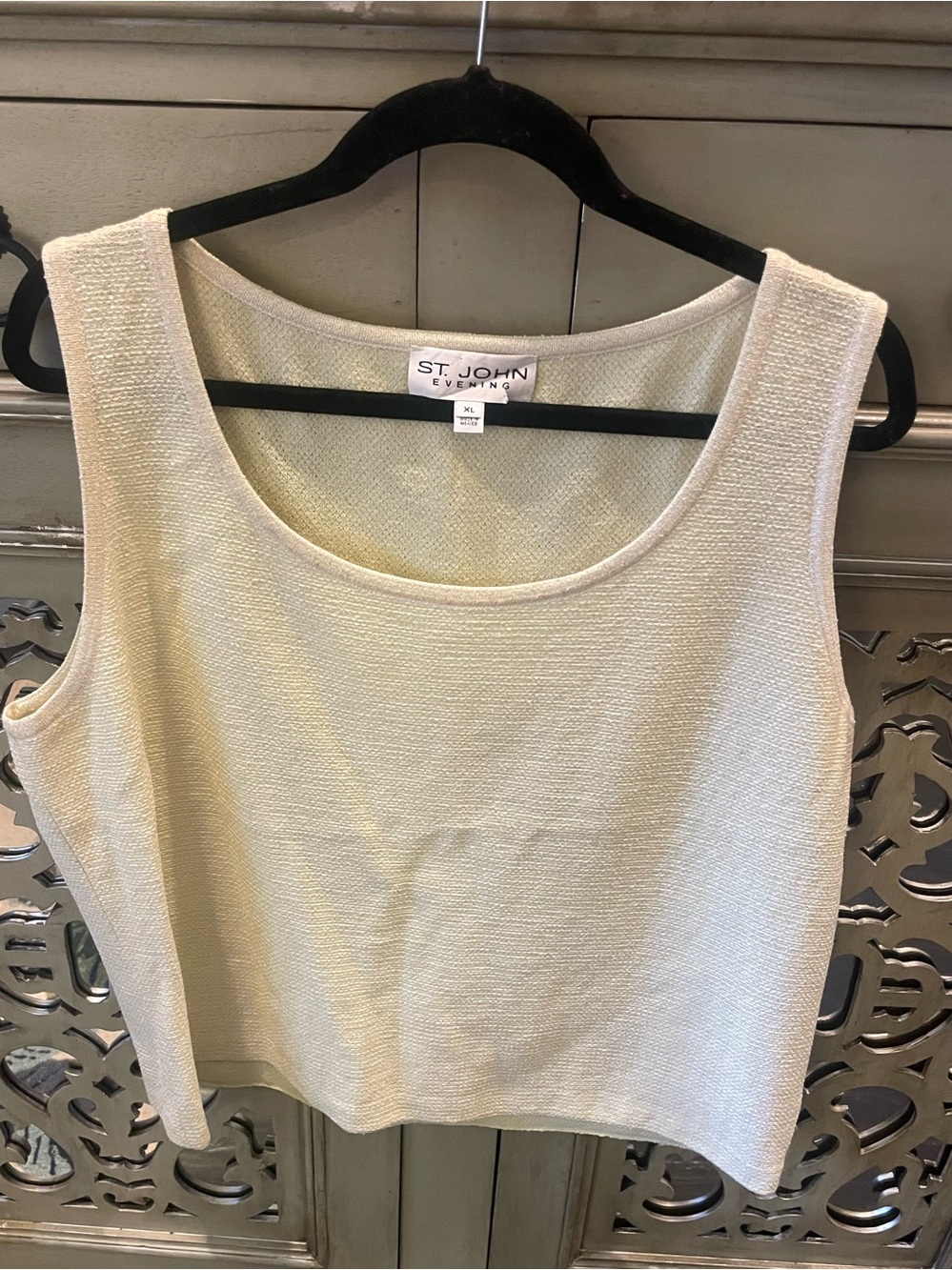 St. John evening Lemon Crème Knit Sleeveless Tank Top